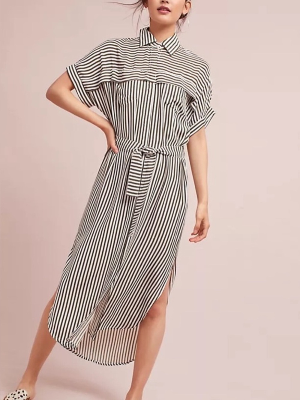 Lowell Striped Button-Front Shirt Dress